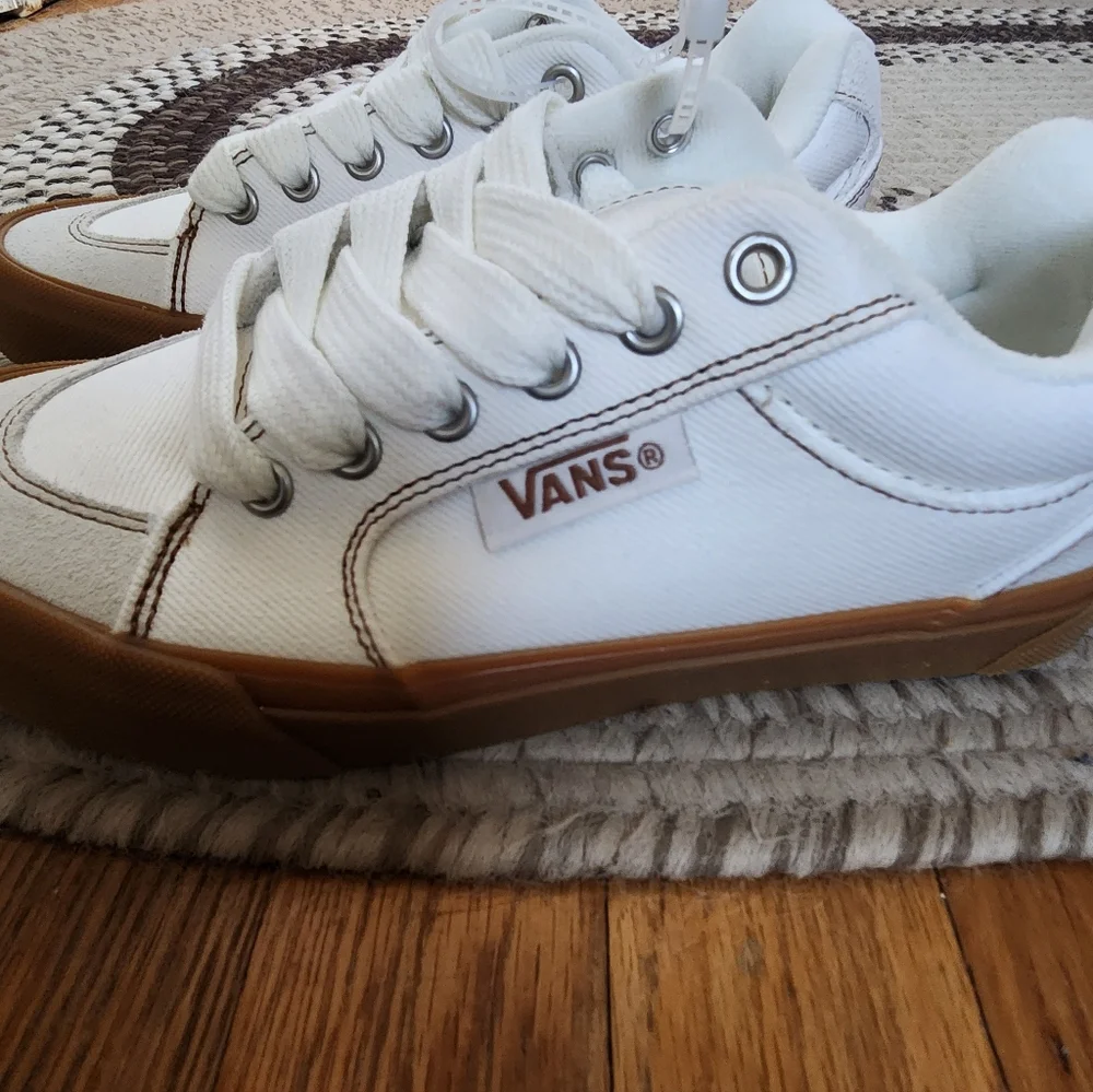 Vans White Denim Tie Up Sneakers - Picture 3 of 11